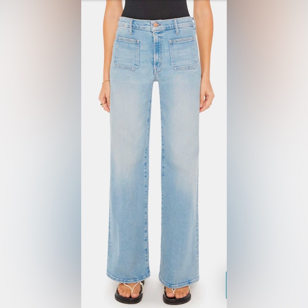 MOTHER Undercover Sneak Lil Patch Pocket Wide Leg Jeans in California Cr…